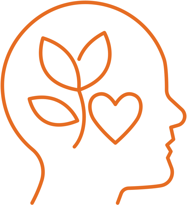 head with a flower and heart in it icon